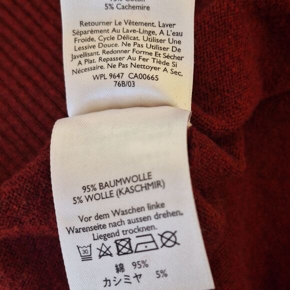 Eddie Bauer Cotton and Cashmere V-Neck Sweater Pullover Maroon Men size Large - Picture 7 of 12